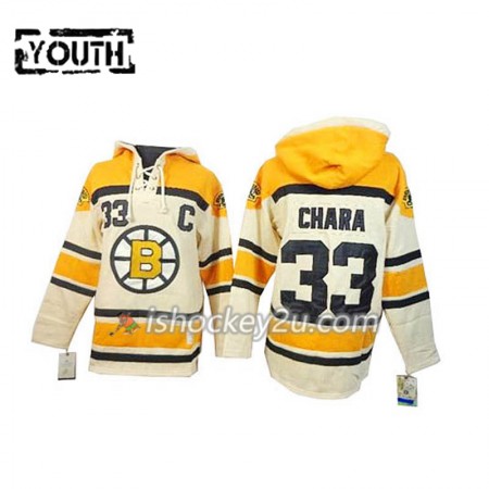 Børn NHL Boston Bruins Zdeno Chara 33 Cream Sawyer Hooded Sweatshirt